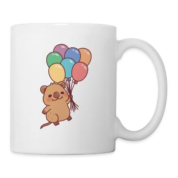 Cute Smiling Quokka Flying With Rainbow Balloons - Mug - white - Right