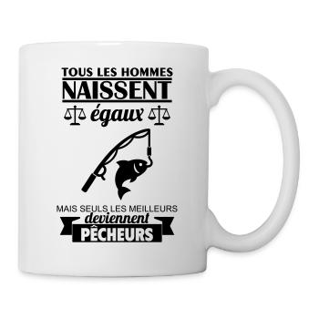 All men are born equal fisherman Fishing - Mug - white - Right