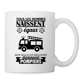 Alle Männer werden als Feuerwehrleute geboren. Feuerwehrmann - Tasse - Weiß - Rechts