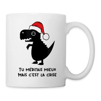 T-Rex Christmas: Humorous Crisis - Mug - white - Right