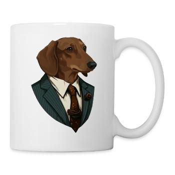 Dackel im Anzug - Tasse - Weiß - Rechts