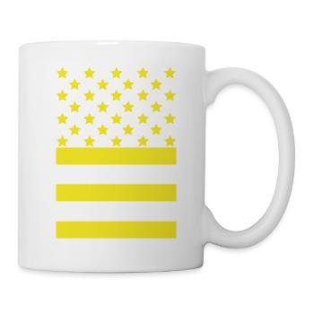 Gelbe Sterne auf schwarz gestreiftem Hintergrund - Tasse - Weiß - Rechts