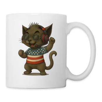 Katzen DJ im Americana-Look - Tasse - Weiß - Rechts