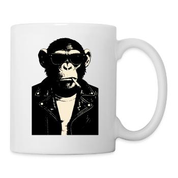 Le Singe Rebelle en Cuir - Mug blanc - blanc - Droite