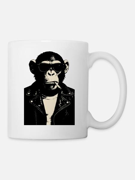 Affenrebell in Leder - Tasse - Weiß