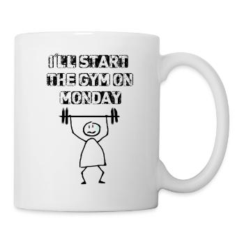Je commencerai la salle de sport lundi - Mug blanc - blanc - Droite