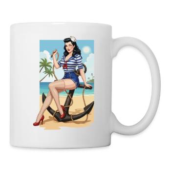 Beach sailor pinup - Mug - white - Right