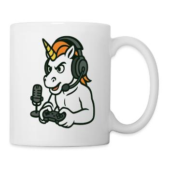 Gamer Unicorn mit Headset-Raserei-Modus - Tasse - Weiß - Rechts
