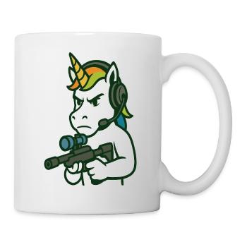 Mascotte joueur FPS licorne avec casque - Mug blanc - blanc - Droite