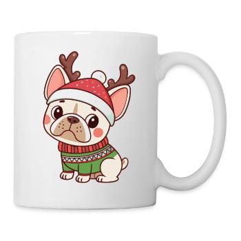 Puppy Christmas Hat and Green Sweater - Mug - white - Right