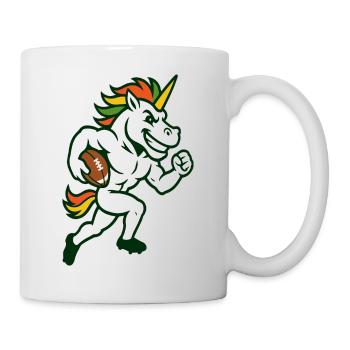 Unicorn Football Runner Maskottchen Power Design - Tasse - Weiß - Rechts