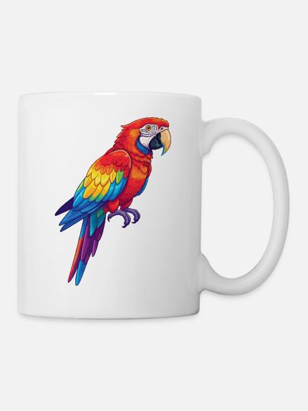 Bunte Papagei-Regenbogen-Pop-Art-Aquarell - Tasse - Weiß