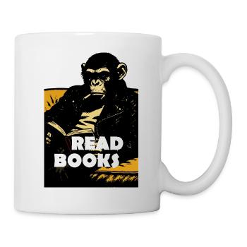 Chimp is reading books - Mug - white - Right