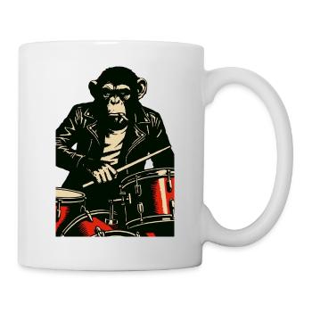 Chimp Drummer in Leather Jacket - Mug - white - Right