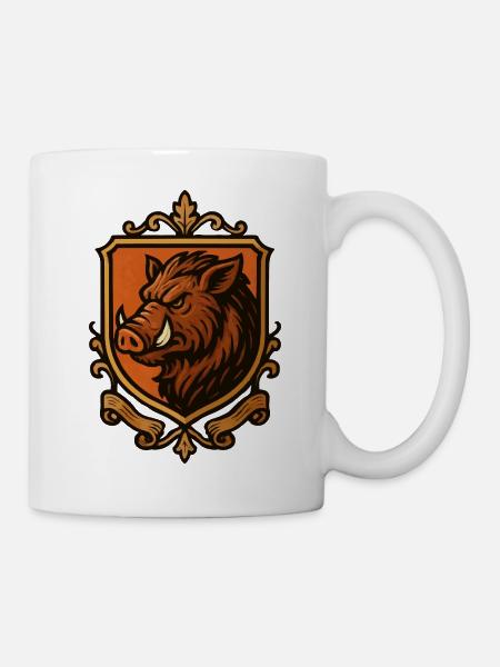 Eber-Wappen Wildschwein - Tasse - Weiß