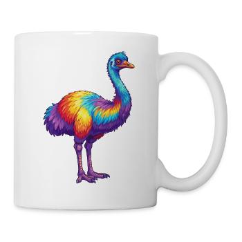 Bunte Emu Regenbogen-Pop-Art-Aquarell - Tasse - Weiß - Rechts