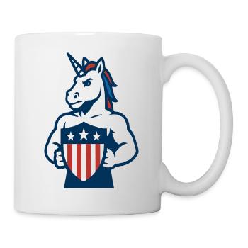 Patriotic Unicorn Guardian Maskottchen-Design - Tasse - Weiß - Rechts