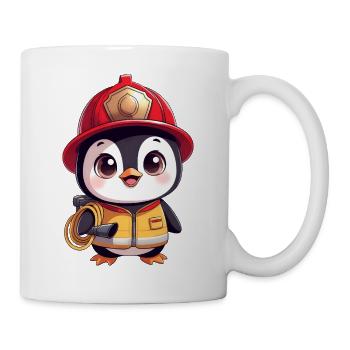Funny Penguin Firefighter Kids Joy Laugh - Mug - white - Right
