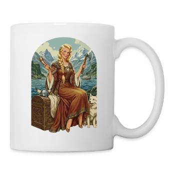 Norwegerin mit Hund - Tasse - Weiß - Rechts