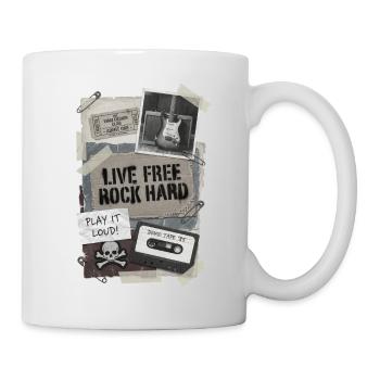 Live Free Rock Hard - Vintage Rock Music - Mug - white - Right