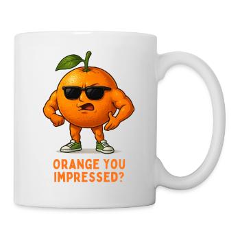 Orange mit Sonnenbrille – Punndesign - Tasse - Weiß - Rechts