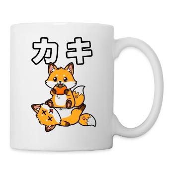 Renards de dessins animés mignons et fruits au kaki - Mug blanc - blanc - Droite