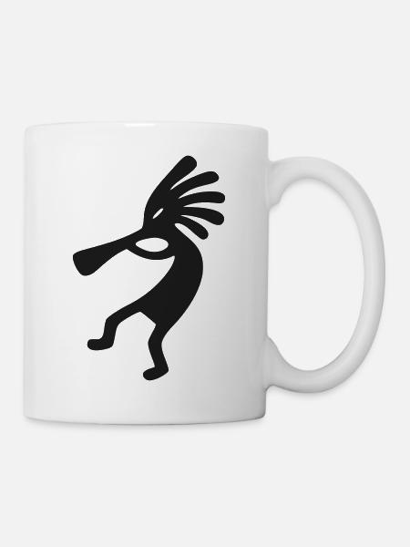 Kokopelli Fruchtbarkeitsgott Tribal Design - Tasse - Weiß