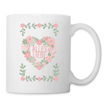 Alles Liebe Blumen Herz - Tasse - Weiß - Rechts