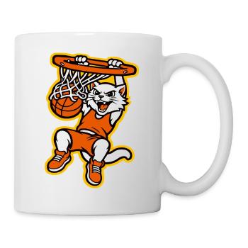 Angry Cat Basketball-Dunk-Maskottchen-Design - Tasse - Weiß - Rechts