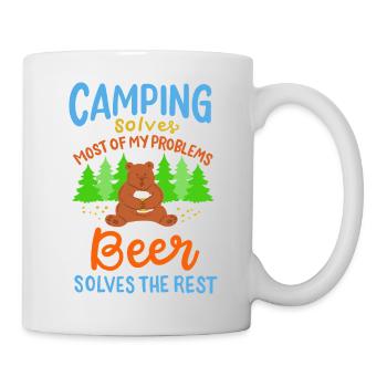 Funny Camping Bear Beer Solves Problems Art - Mug - white - Right