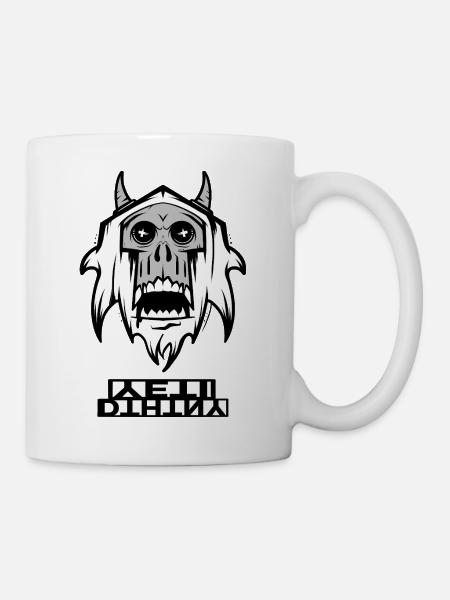 Schwarzer Totenkopf mit Kapuzen-Schatten - Tasse - Weiß
