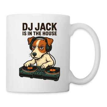 Jack Russell Terrier DJ Turntables Techno Geschenk - Tasse - Weiß - Rechts