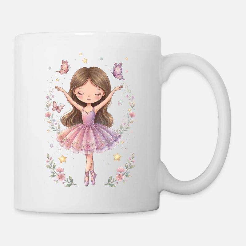 Ballerina Mädchen – Süßes Ballett Design mit Stern - Tasse - Weiß