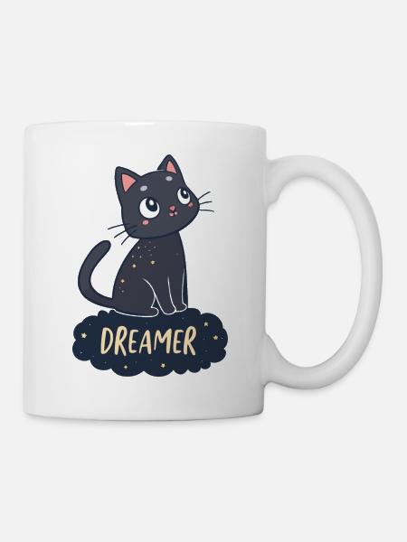 Traumvolle Katzen-Sternennacht - Tasse - Weiß