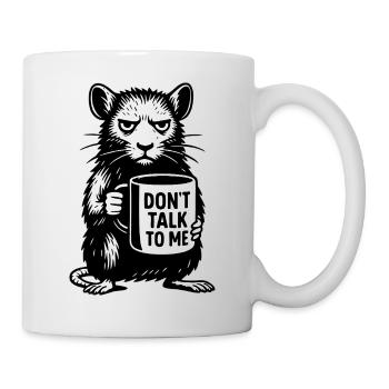 Grimmige Ratte mit Kaffee-Becher - Tasse - Weiß - Rechts