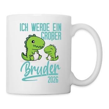 Ich werde ein großer Bruder Dino 2026 Baby - Tasse - Weiß - Rechts