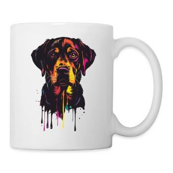 Buntes Hundeportrait Tropfen - Tasse - Weiß - Rechts