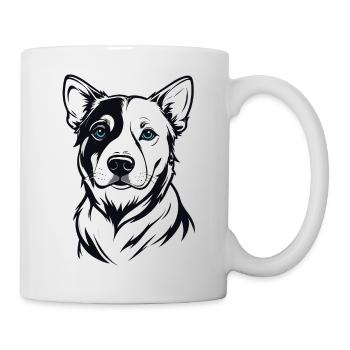 Two-Tone Dog Portrait Blue-Eyes - Mug - white - Right
