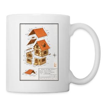 Maison colombages Alsacienne plan architecte  - Mug blanc - blanc - Droite