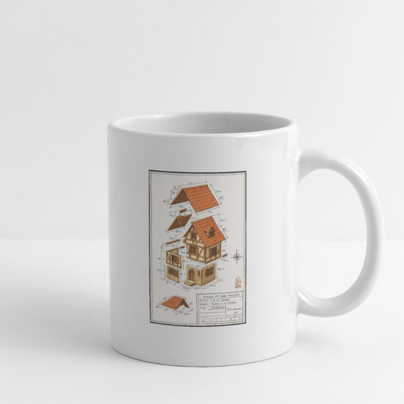 Maison colombages Alsacienne plan architecte  Mug blanc