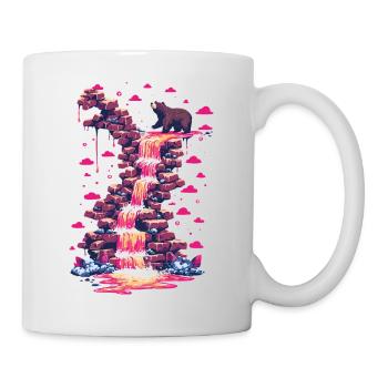 Pink waterfall with bear light - Mug - white - Right