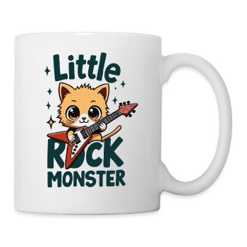 Little Rock Monster – süßes Katzen Gitarren Motiv - Tasse - Weiß - Rechts