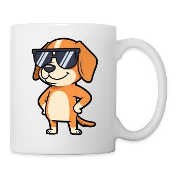 Sonnenbrillen Hund Pose - Tasse - Weiß - Rechts