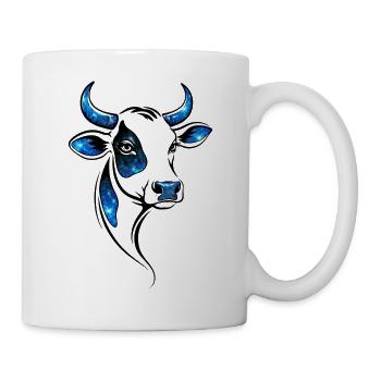 Cow Lineart Blue – Modern Farm Design - Mug - white - Right