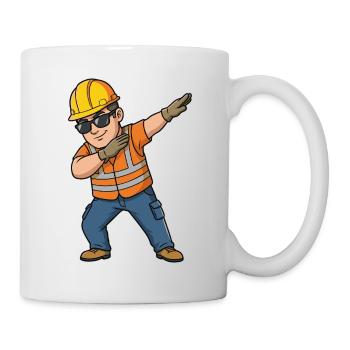 Dabbing Construction Worker – Funny Cartoon Motif - Mug - white - Right