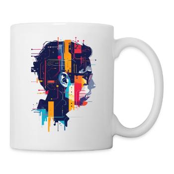 Digital AI Motif PCB Hacker Circuit Art - Mug - white - Right