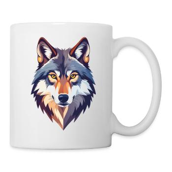 Wolf Head Motif Proud Wolf Head Illustration - Mug - white - Right