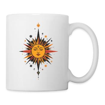 Sonnenstern Talisman Muster Sonne Mond Sterne - Tasse - Weiß - Rechts