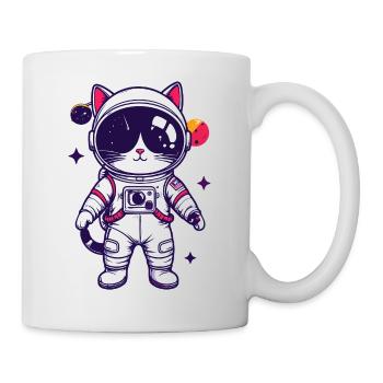Weltraumkatze Katze im Astronautenanzug Motiv - Tasse - Weiß - Rechts