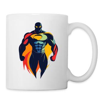 Farbenstarker muskulöser Superheld mit Umhang - Tasse - Weiß - Rechts